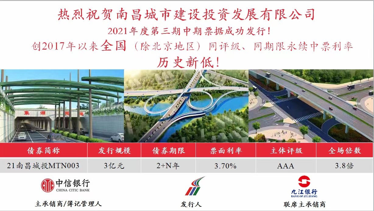 南昌城投公司乐成刊行永续中票，，，利率再创天下新低