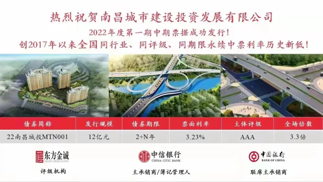 2022首战告捷！！！南昌城投集团乐成刊行12亿元中期票据